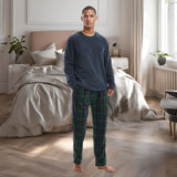 Men's Fleece Pyjama Set Luxury Long Sleeve 2-Piece Loungewear, 180gsm