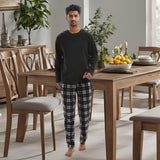 Men's Fleece Pyjama Set Luxury Long Sleeve 2-Piece Loungewear, 180gsm