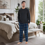 Men's Fleece Pyjama Set Luxury Long Sleeve 2-Piece Loungewear, 180gsm