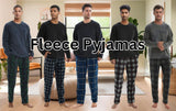 Men's Fleece Pyjama Set Luxury Long Sleeve 2-Piece Loungewear, 180gsm