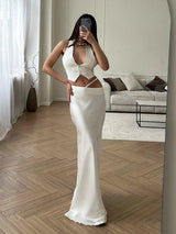 Hollow-Out Bodycon Maxi Skirt – Elegant