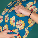 The Midi Breastfeeding Dress - Blue Sunflower Cotton
