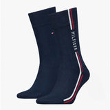 Tommy Hilfiger 2 Pack Stripe Mens Crew Socks Navy