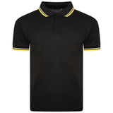 Mens Short Sleeve Plain Tipping Polo Shirt T Shirt Top Casual S-2XL Pique