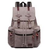 Unisex Real Leather Canvas Backpack Large School Shoulder Bag Rucksack