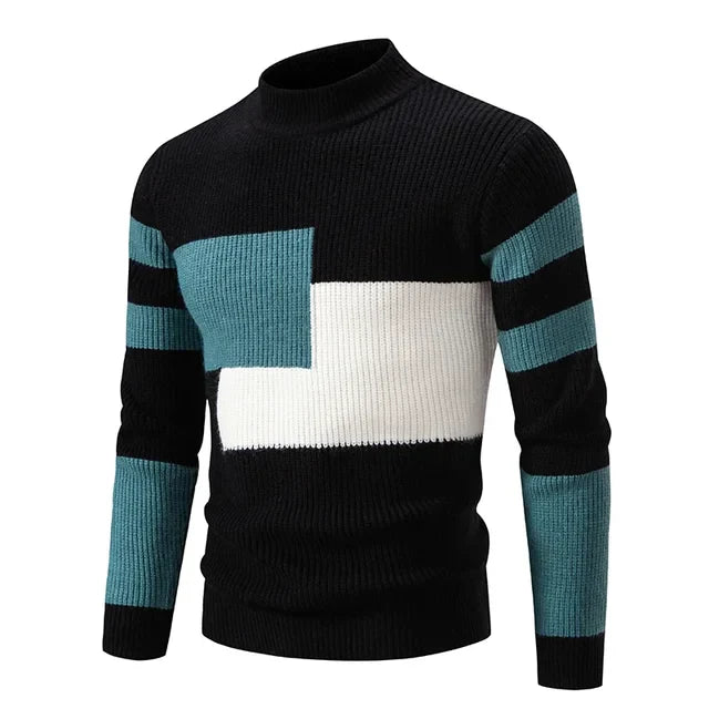 Men's New Autumn and Winter Casual Warm Neck Sweater Knit Pullover Tops Man Clothes