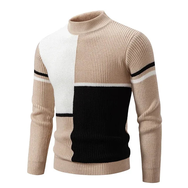 Men's New Autumn and Winter Casual Warm Neck Sweater Knit Pullover Tops Man Clothes