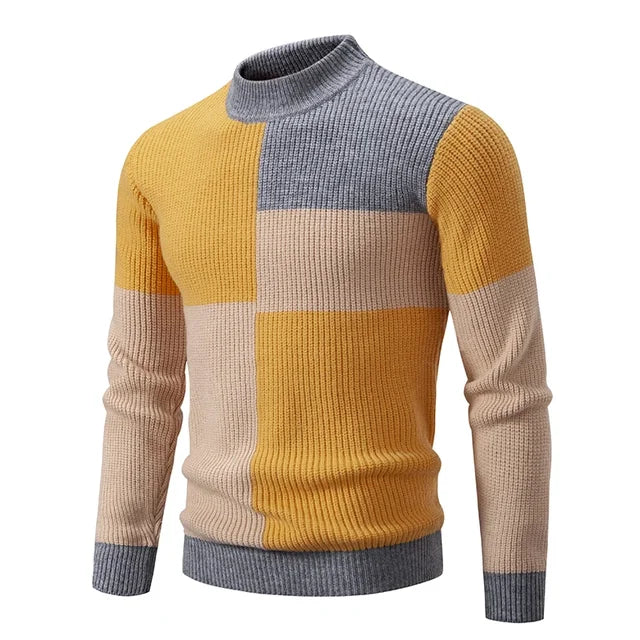 Men's New Autumn and Winter Casual Warm Neck Sweater Knit Pullover Tops Man Clothes