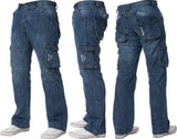 Mens Cargo Combat Jeans Enzo Designer Denim Casual Work Pants All Waist Sizes