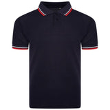 Mens Short Sleeve Plain Tipping Polo Shirt T Shirt Top Casual S-2XL Pique