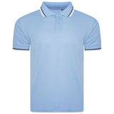 Mens Short Sleeve Plain Tipping Polo Shirt T Shirt Top Casual S-2XL Pique