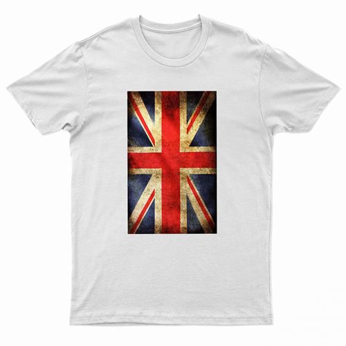 Adults Printed British Flag Union Jack Grunge T-Shirt