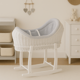 Wicker Deluxe Pod Baby Moses Basket With Stand