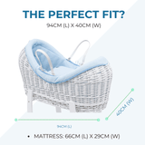 Wicker Deluxe Pod Baby Moses Basket With Stand